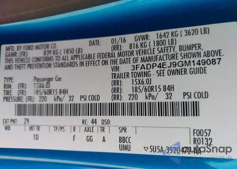 2016 Ford Fiesta Se из США, поврежденный, VIN 3FADP4EJ9GM149087